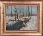 Winterlandschap Gobbaert 1928 olieverf op hout, Antiek en Kunst, Ophalen