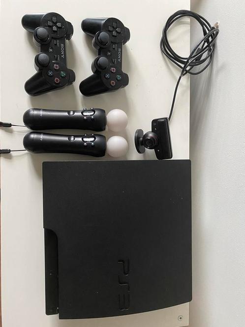 PlayStation 3 met controllers en 14 games, Consoles de jeu & Jeux vidéo, Consoles de jeu | Sony PlayStation 3, Utilisé, Slim, Avec 3 manettes ou plus