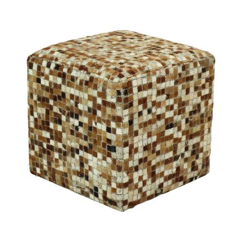 Vintage Vierkante Poef Geitenleer Patchwork Mozaïek Patroon, Huis en Inrichting, Zetels | Voetbanken en poefs, Gebruikt, Minder dan 50 cm
