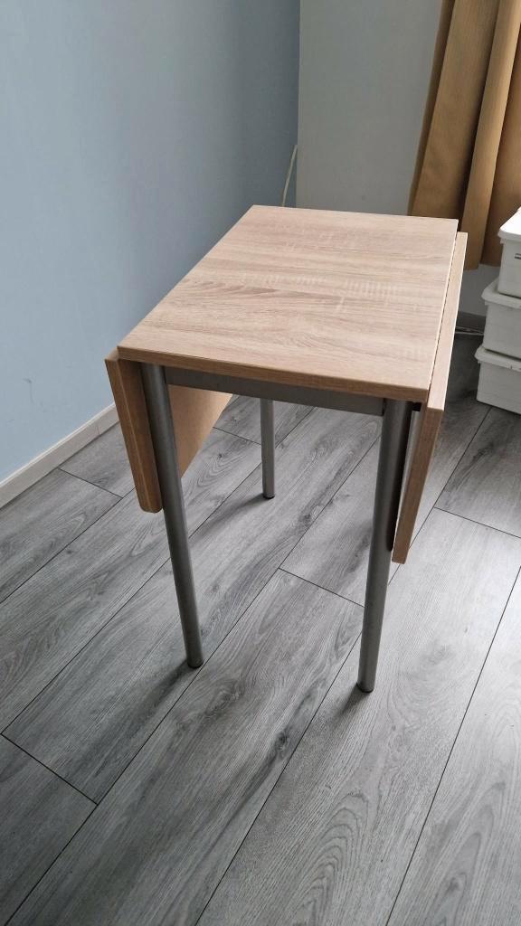 Table extensible brun clair impression bois WEBA 40/100x60cm, Huis en Inrichting, Tafels | Bijzettafels, Zo goed als nieuw, Rechthoekig