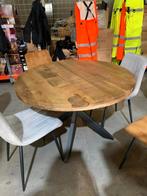 Rond tafel 130cm Hout met zwarte poten, Huis en Inrichting, Tafels | Eettafels, Ophalen, Nieuw, Rond