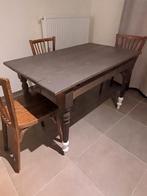 Antieke beschilderde houten tafel, Huis en Inrichting, Gebruikt, 100 tot 150 cm, 50 tot 100 cm, Vier personen