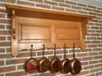 Étagère murale en bois massif avec 5 casseroles en cuivre, Enlèvement, Comme neuf, Bois
