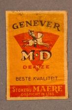 MD genever Deinze. Stokerij Maere. Luciferetiket, Verzamelen, Ophalen of Verzenden