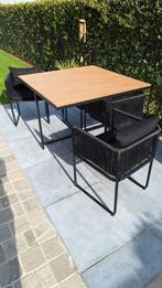 BISTRO SETJE MET 4 STOELEN + KUSSENS, Tuin en Terras, Ophalen, Zo goed als nieuw, Aluminium