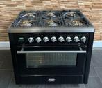 🔥 Poêle de luxe Boretti Majestic 90 cm noir brillant 6 brûl, Electroménager, Cuisinières, Comme neuf, 5 zones de cuisson ou plus