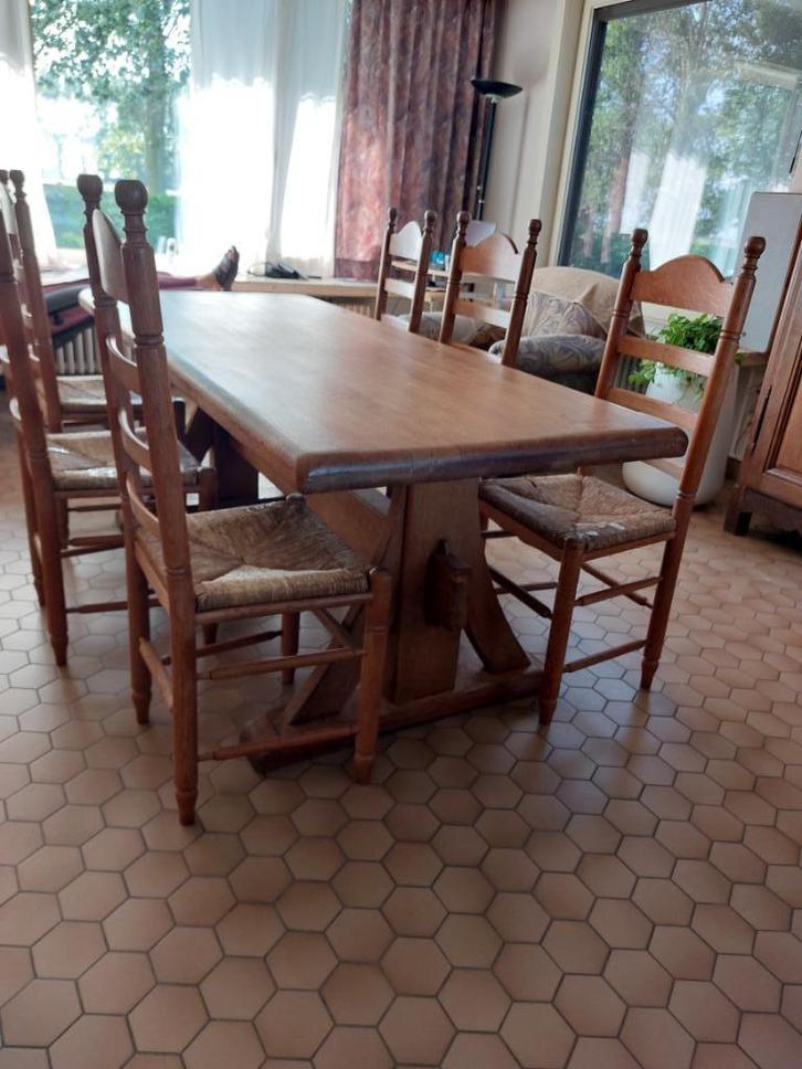 Rustieke tafel met 6 stoelen in Franse landelijke stijl, Antiek en Kunst, Antiek | Meubels | Tafels, Ophalen