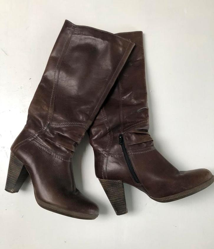 laarzen 37 donkerbruin, Kleding | Dames, Schoenen, Gedragen, Hoge laarzen, Bruin, Ophalen of Verzenden
