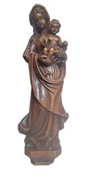 Antiek houten beeld van een heilige Madonna 62 cm, Ophalen of Verzenden