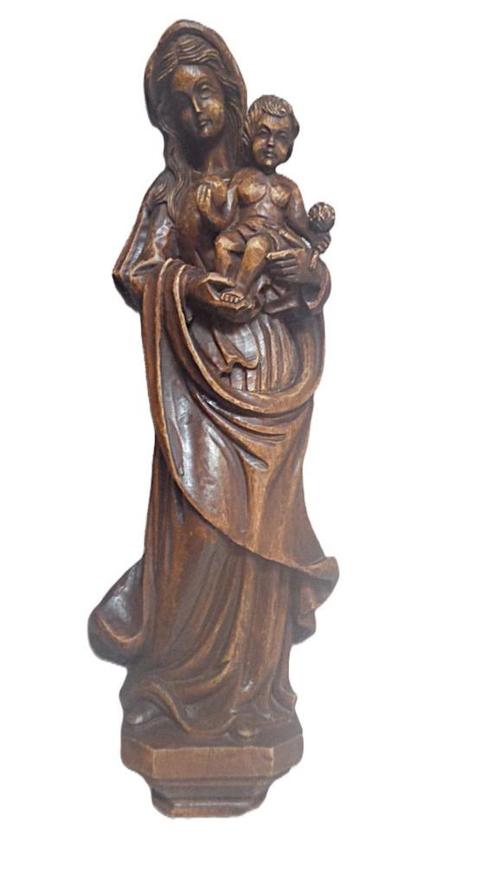 Antiek houten beeld van een heilige Madonna 62 cm, Antiek en Kunst, Antiek | Religieuze voorwerpen, Ophalen of Verzenden