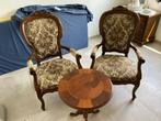 2 stoelen + tafeltje, Ophalen, Gebruikt, Hout, Twee