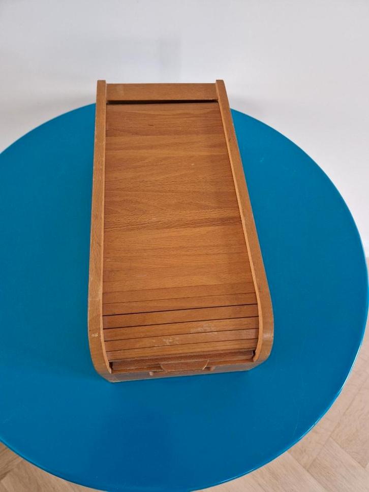 Jolie boîte à dossiers vintage en bois avec volet, Antiquités & Art, Curiosités & Brocante, Enlèvement