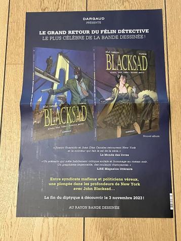 Affiche recto Blacksad Dargaud - 40 x 60 cm au dos, Enlèvement ou Envoi