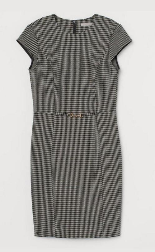 Pied-de-poule jurk in beige met zwart van H&M, Mt 36, Vêtements | Femmes, Robes, Comme neuf, Taille 36 (S), Enlèvement ou Envoi
