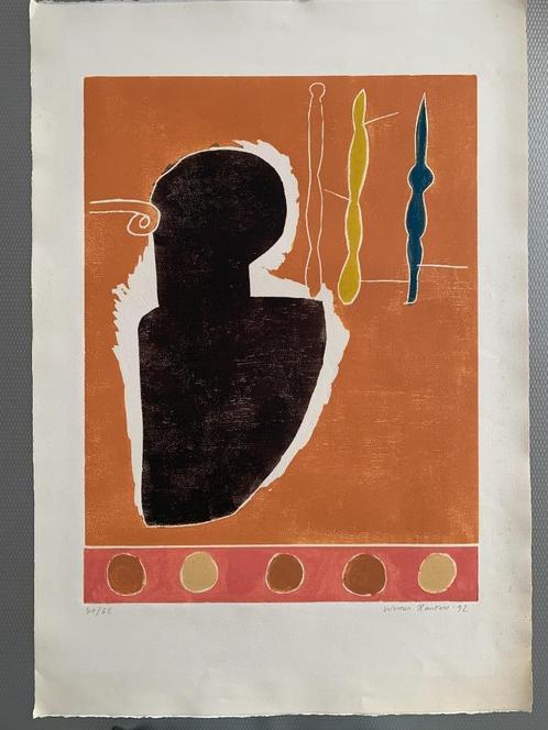 Werner Hauters - ingekleurde houtsnede, Antiek en Kunst, Kunst | Etsen en Gravures, Ophalen of Verzenden