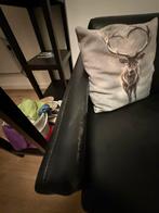 Zwarte slaapbank van imitatieleer, Huis en Inrichting, Slaapkamer | Slaapbanken, Ophalen, Gebruikt, Zwart, Tweepersoons