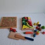 Houten speelgoed: groenten, fruit, kaas en de tafels leren, Utilisé, Enlèvement ou Envoi