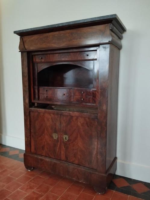 antieken secretaire belegd met notenhout - te restaureren, Antiek en Kunst, Antiek | Meubels | Tafels, Ophalen