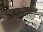 Hoeksalon in stof met apparte poef., Huis en Inrichting, Ophalen, Gebruikt