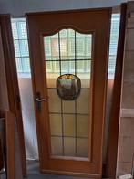 Eiken deur met glaswerk, Doe-het-zelf en Bouw, Deuren en Vliegenramen, Ophalen, Zo goed als nieuw, Binnendeur