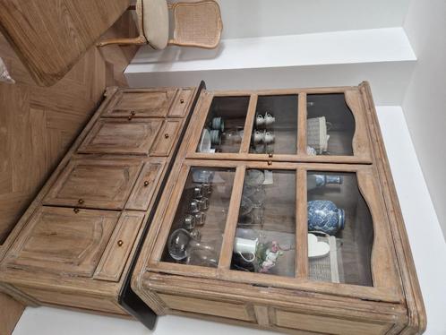 Gepatineerd massief houten dressoir, landelijke chique stijl, Antiek en Kunst, Antiek | Meubels | Stoelen en Sofa's, Ophalen