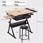 Tekentafel met kruk werktafel met 2 werkbladen computertafel, Ophalen, Nieuw