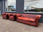 Chesterfield 3+1+1 zit zetels roodbruin GRATIS GELEVERD, Ophalen of Verzenden, Leer