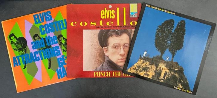 ELVIS COSTELLO - Get happy, Punch & Cruel world ( 3LPs ), Cd's en Dvd's, Vinyl | Rock, Zo goed als nieuw, Poprock, 12 inch, Verzenden