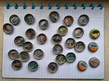 Vintage Coca Cola en Fanta dopjes met afbeeldingen vogels beschikbaar voor biedingen