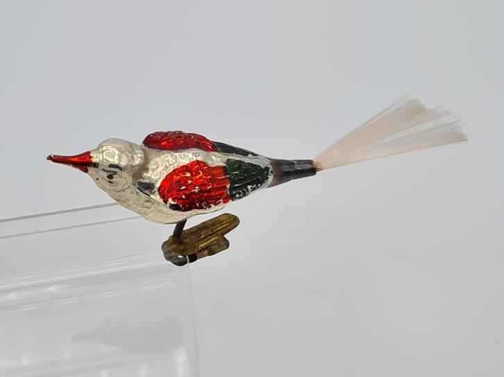 oude kerstclip met glazen vogeltje - 1950s, Diversen, Kerst, Ophalen of Verzenden