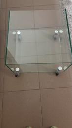 Dik glazen bijzettafel of salontafel, Huis en Inrichting, Tafels | Salontafels, Ophalen, Gebruikt, 50 tot 100 cm, Vierkant