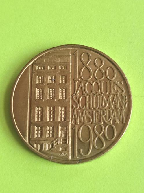 1980 medaille Schulman Numismatiek Amsterdam brons, Postzegels en Munten, Penningen en Medailles, Brons, Verzenden