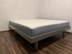 Metalen bed frame + matras, 160 cm, Grijs, Metaal, Metaal