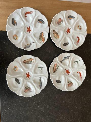 4 Porcelaine de Paris Collectie Antieke Oester borden, beschikbaar voor biedingen