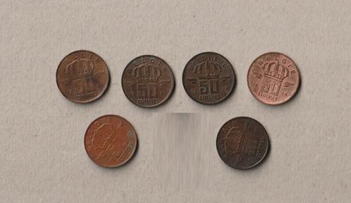 B : 6 (gebruikte) munten van 50 ct., "mijnwerker", 1956-1993, Postzegels en Munten, Munten | België, Setje, Ophalen of Verzenden