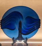 Design :vintage kobaltblauwe glasplaat, Antiek en Kunst, Ophalen of Verzenden
