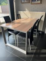 Keukentafel met 4 lederen design stoelen, Huis en Inrichting, Tafels | Eettafels, Ophalen, Gebruikt, Modern, Vier personen