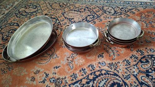 Koperen kookset, Huis en Inrichting, Keuken | Potten en Pannen, Zo goed als nieuw, Pannenset, Overige materialen, Inductieplaat