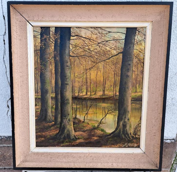 huile sur panneau signe rene stevens, Antiquités & Art, Art | Peinture | Classique, Enlèvement ou Envoi