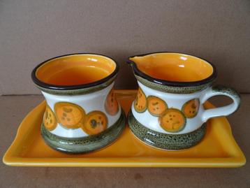 Set à crème vintage lait et à sucre Schramberg Kampen 1970, Enlèvement ou Envoi, Poterie, Comme neuf, Autres types