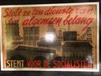 oude affiche socialisten, Met lijst, Reclame, Rechthoekig Liggend, Zo goed als nieuw
