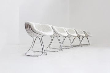 5 x Vintage Pan Am eetkamerstoelen Gastone Rinaldi voor Rima beschikbaar voor biedingen