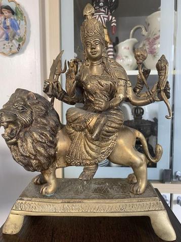 Zwaar standbeeld van godin Durga - Brons - India