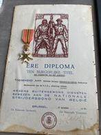 Medaille + diploma ten burgerlijke titel, Livres, Guerre & Militaire, Enlèvement ou Envoi