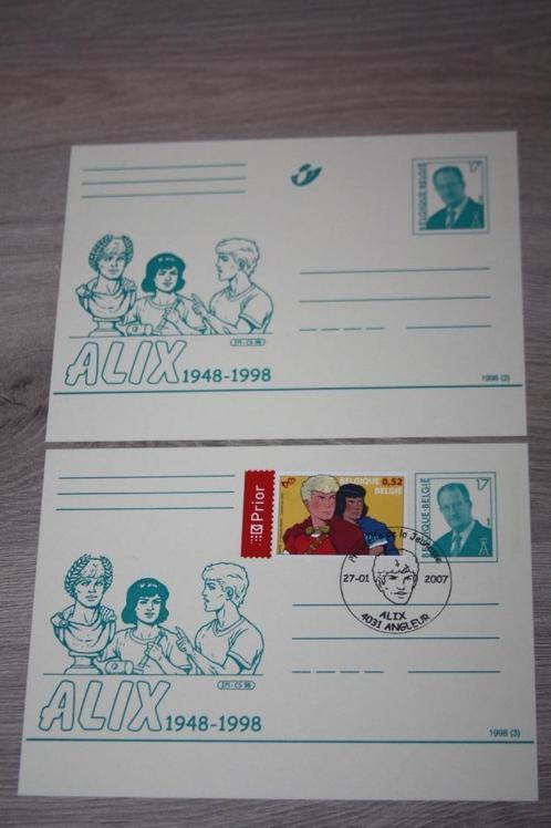 2 gele briefkaarten , Alix 2007 , Nieuw , 1e dag stempel, Collections, Personnages de BD, Neuf, Autres types, Autres personnages