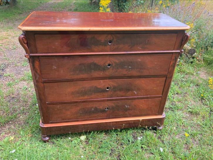 Antieke ladekast fineer kersen op massief, Antiek en Kunst, Antiek | Meubels | Kasten, Ophalen