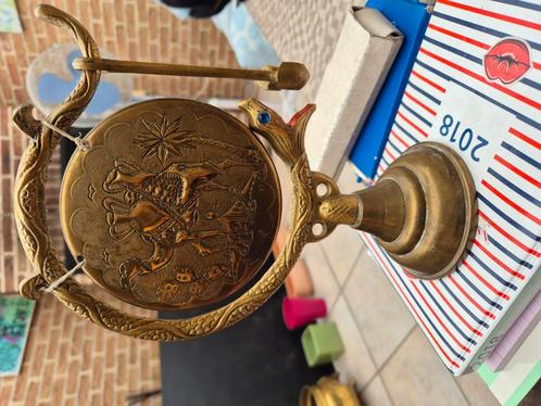 Vintage koperen slange gong mooi gedetailleerd met hamertje, Antiek en Kunst, Antiek | Brons en Koper, Ophalen of Verzenden