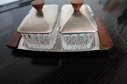 vintage rvs - bleikristal jam garnituur set, Huis en Inrichting, Keuken | Keukenbenodigdheden, Zo goed als nieuw, Ophalen