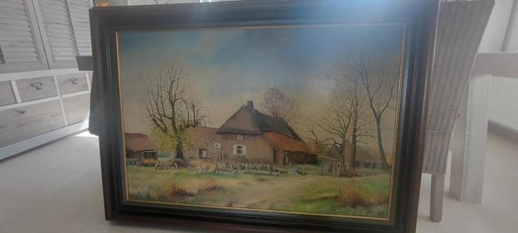 Belgische school (XX) - Landschap met huis en bomen, Antiek en Kunst, Kunst | Schilderijen | Klassiek, Ophalen of Verzenden