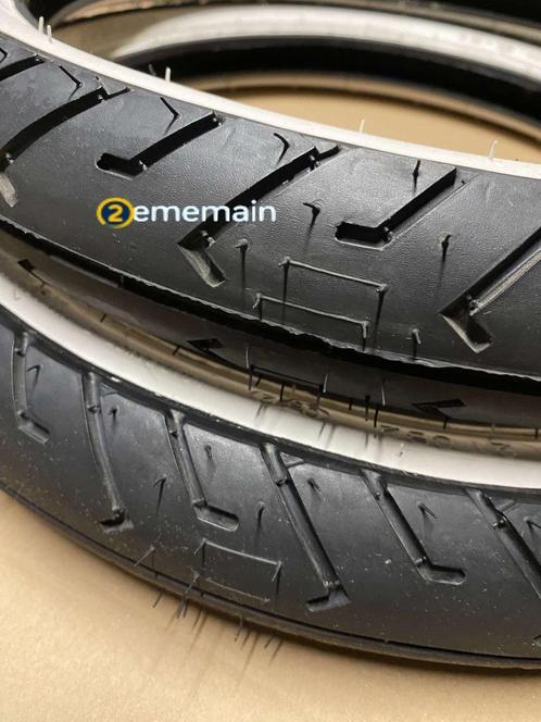 2 pneus flanc blanc Mitas neuf 2.50-16, Fietsen en Brommers, Brommeronderdelen | Algemeen, Nieuw, Overige typen, Verzenden